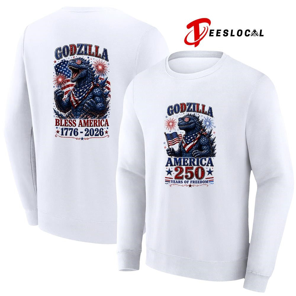 Godzilla bless America 250 years of freedom graphic shirt