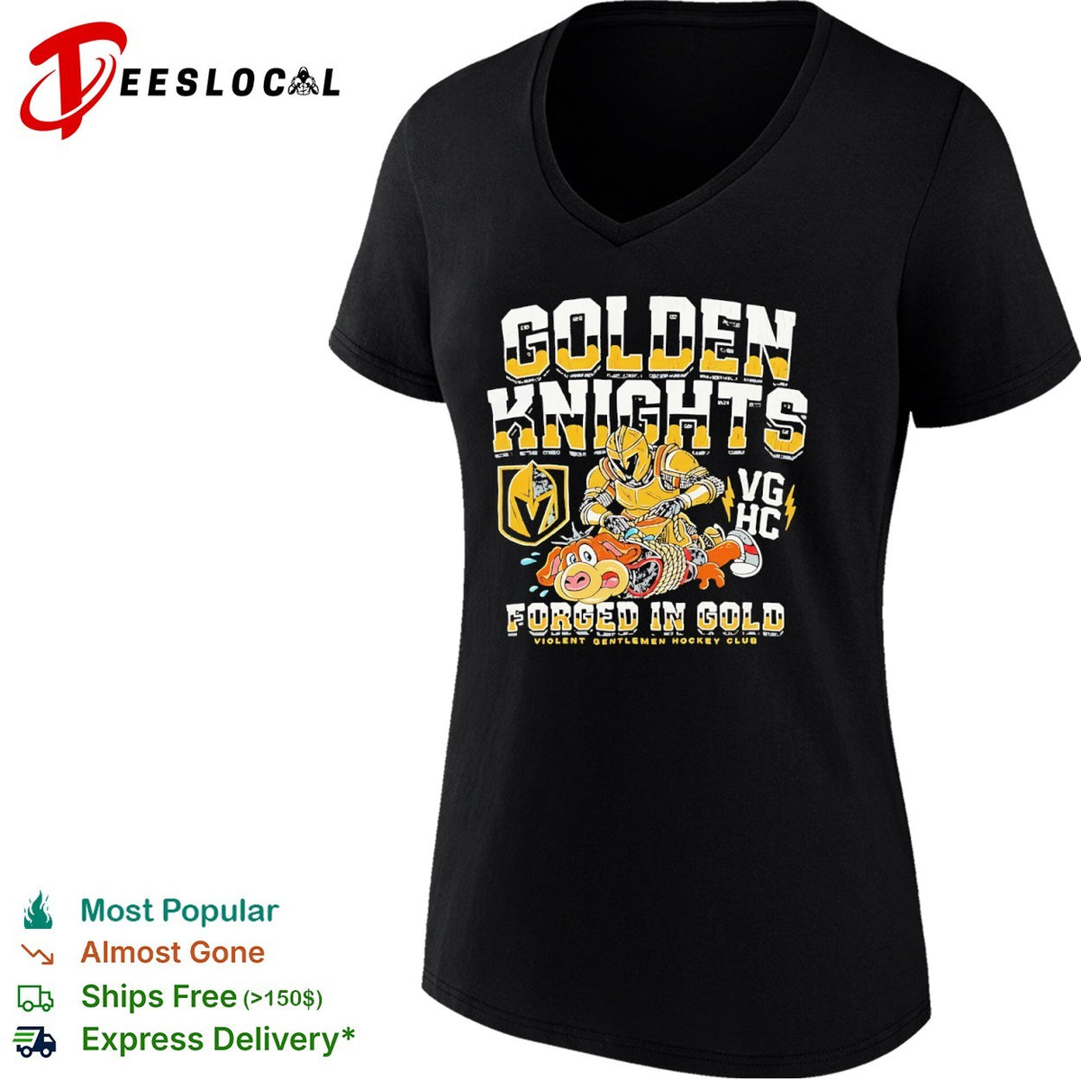 Golden Knights Vegas Hc Forged in Gold Violent Gentlemen Hockey Club parody shirt