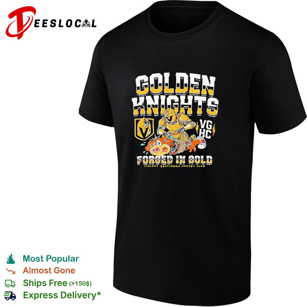 Golden Knights forged in gold VG HC Violent Gentlemen hockey club mascot parody shirt