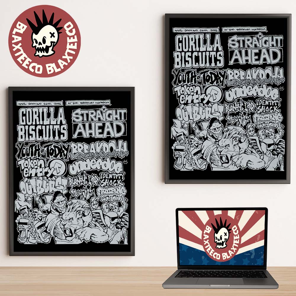 Gorilla Biscuits X Straight Ahead NYHC Brooklyn Monarch 2026 Event Shows Gig Poster Lineup On April 25 26 2026 Poster Canvas