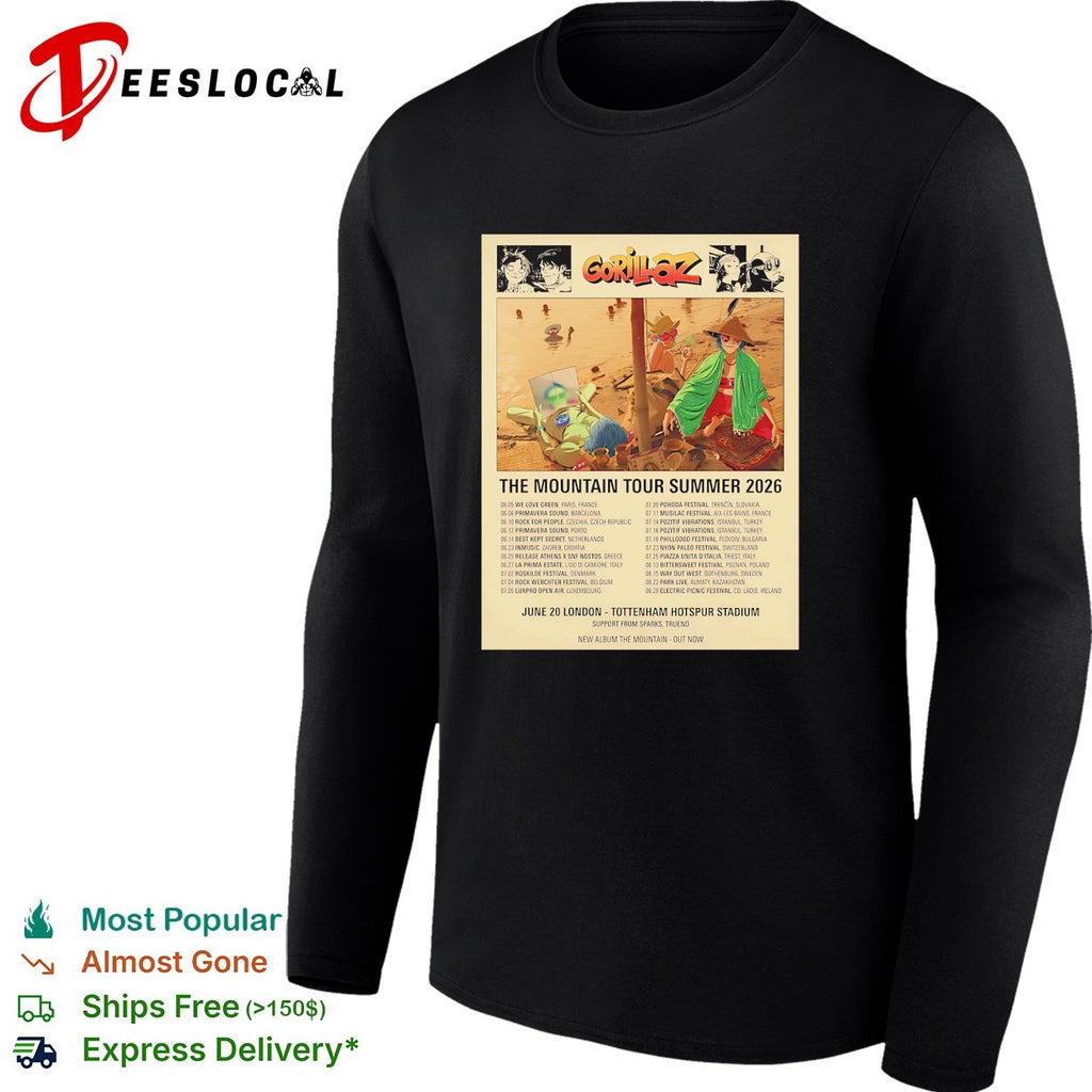 Gorillaz The Mountain Tour Summer 2026 Europe And UK Schedule Dates shirt