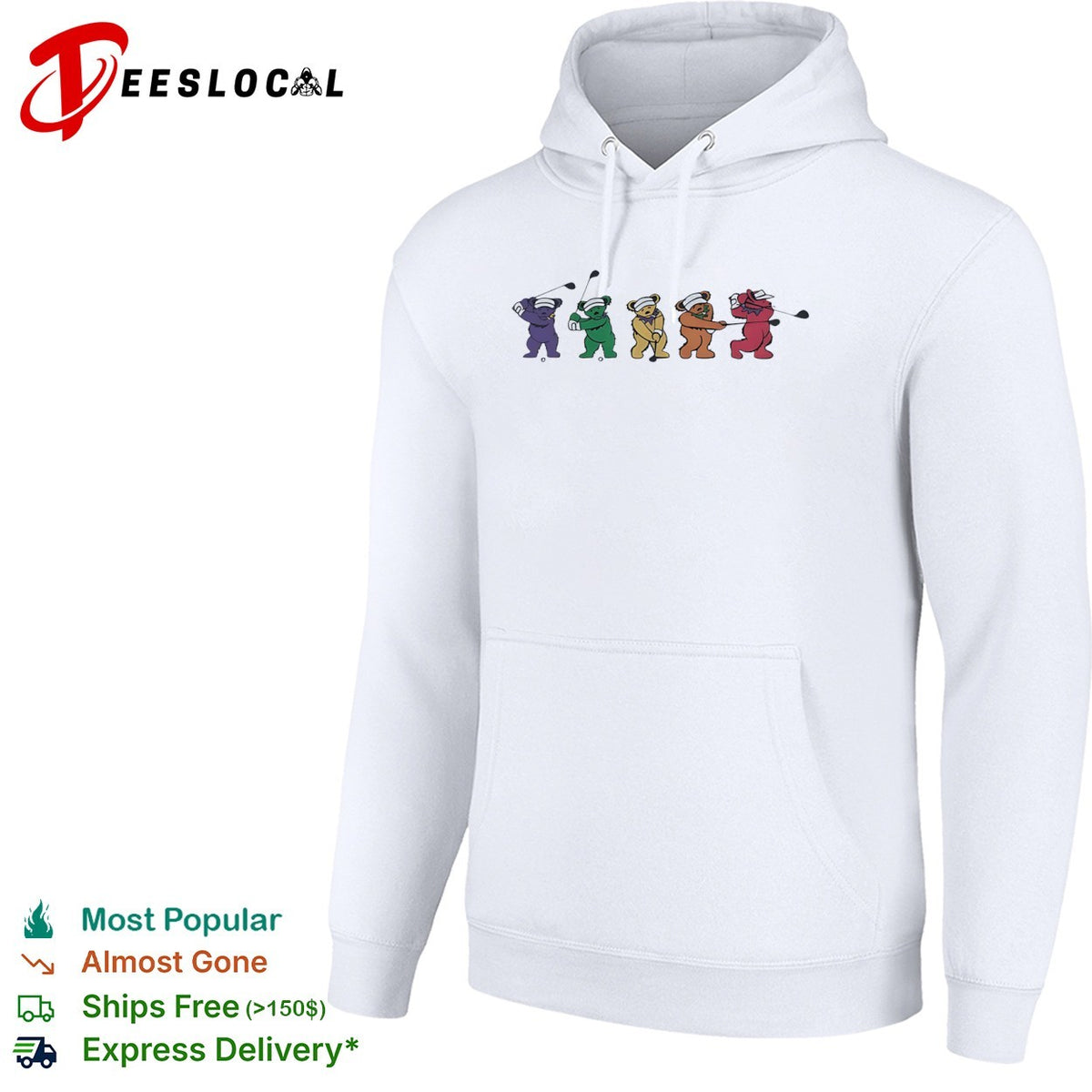 Grateful Dead Dancing Bears Golf Swing Sequence Shirt