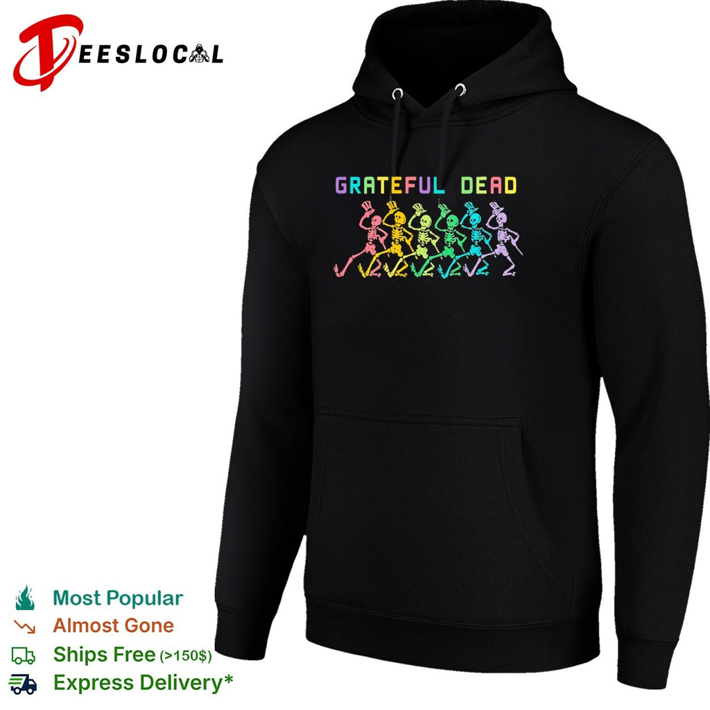 Grateful Dead Dancing Skeletons Rainbow Logo Band Music shirt