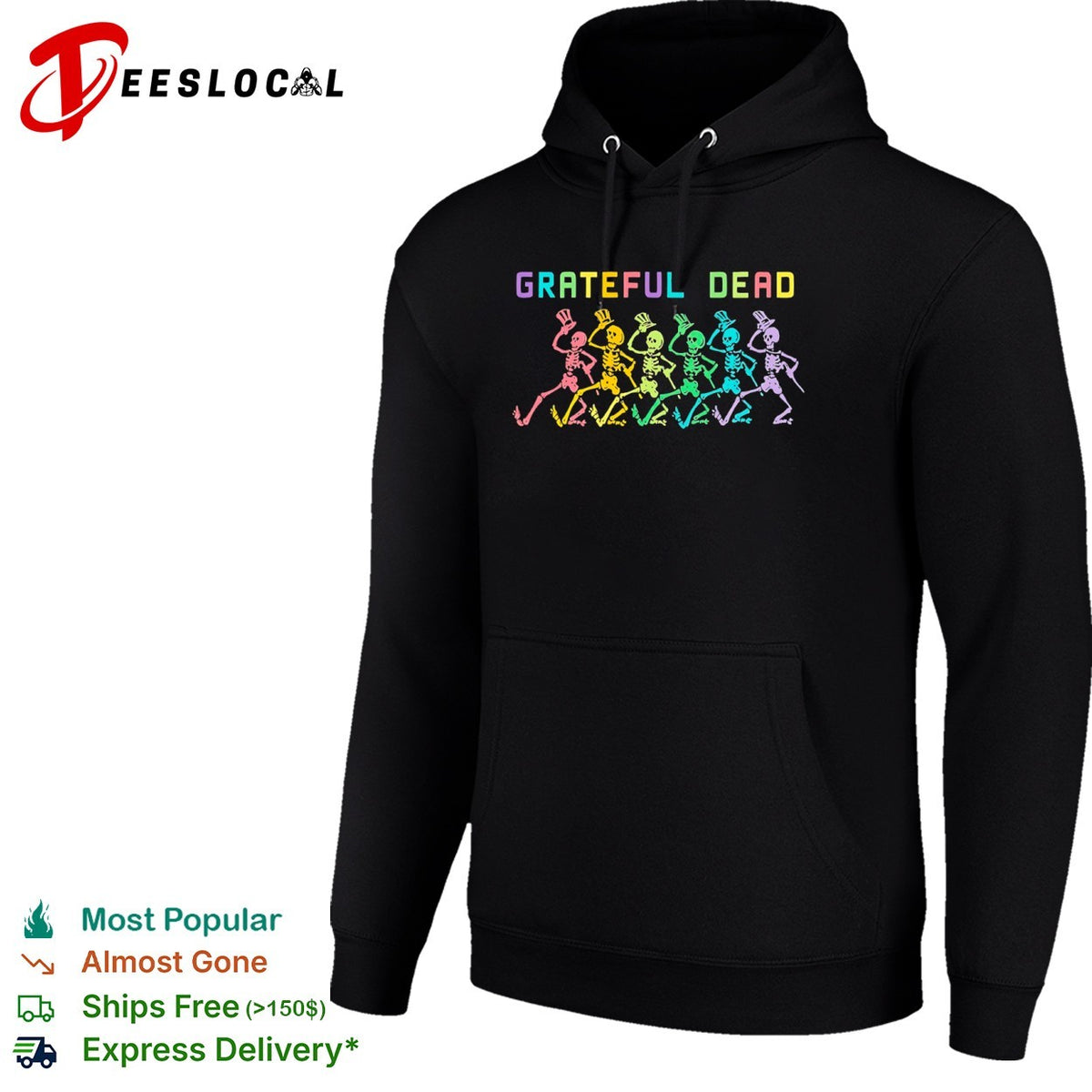 Grateful Dead Dancing Skeletons Rainbow Logo Band Music shirt