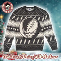 Grateful Dead Steal Your Face Signature Logo Knitted Gray Ugly Christmas Sweater