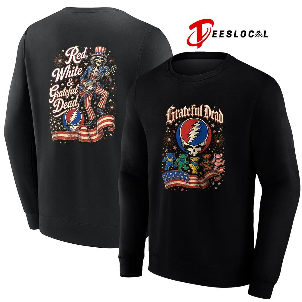Grateful Dead red white USA flag mascot shirt