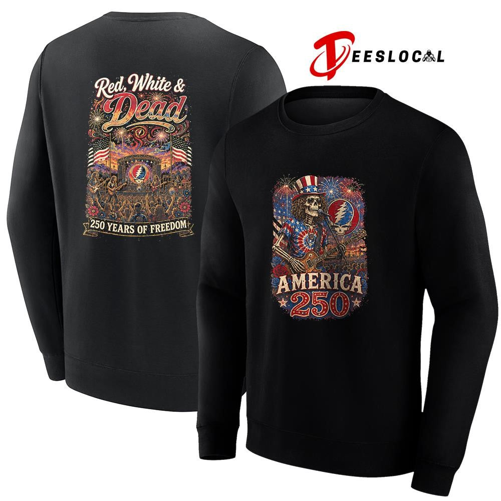 Grateful Dead red white and 250 years of freedom graphic shirt