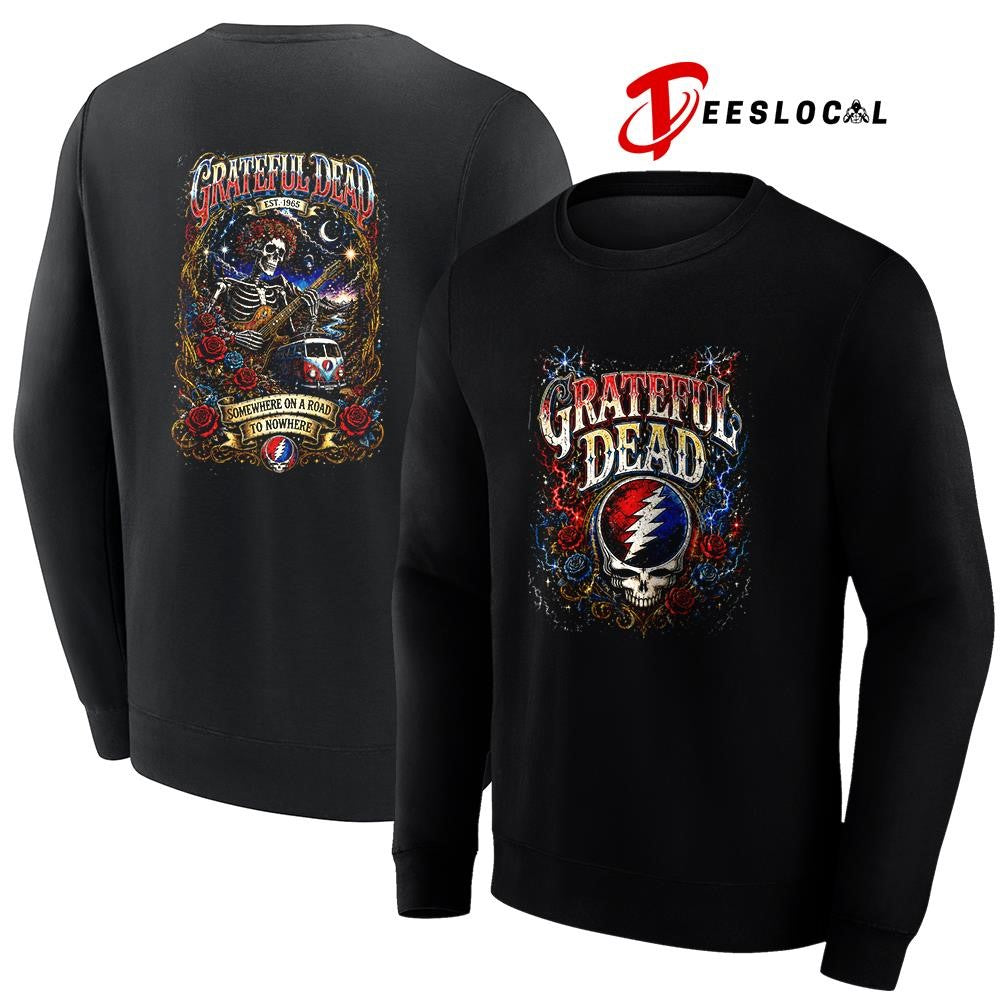 Grateful Dead somewhere on a road to nowhere skeleton graphic shirt