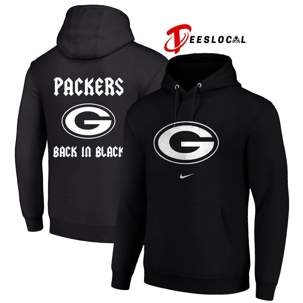 Green Bay Packers back in black logo shirt