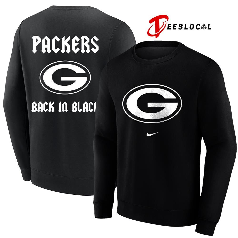 Green Bay Packers back in black logo shirt