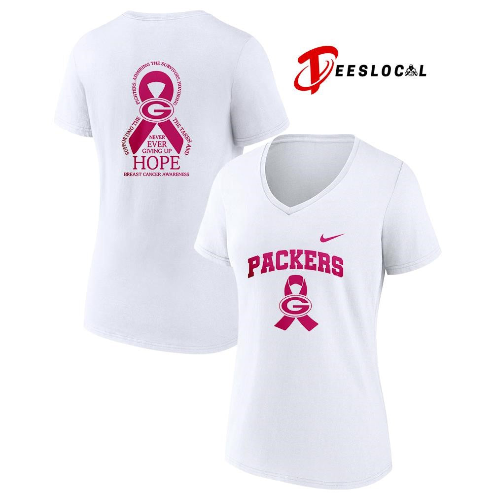 Green Bay Packers never ever giving up hope breast cancer awareness shirt