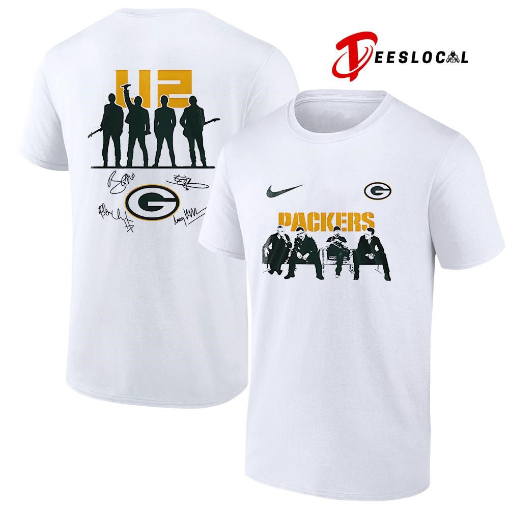 Green Bay Packers x U2 band signature silhouette shirt