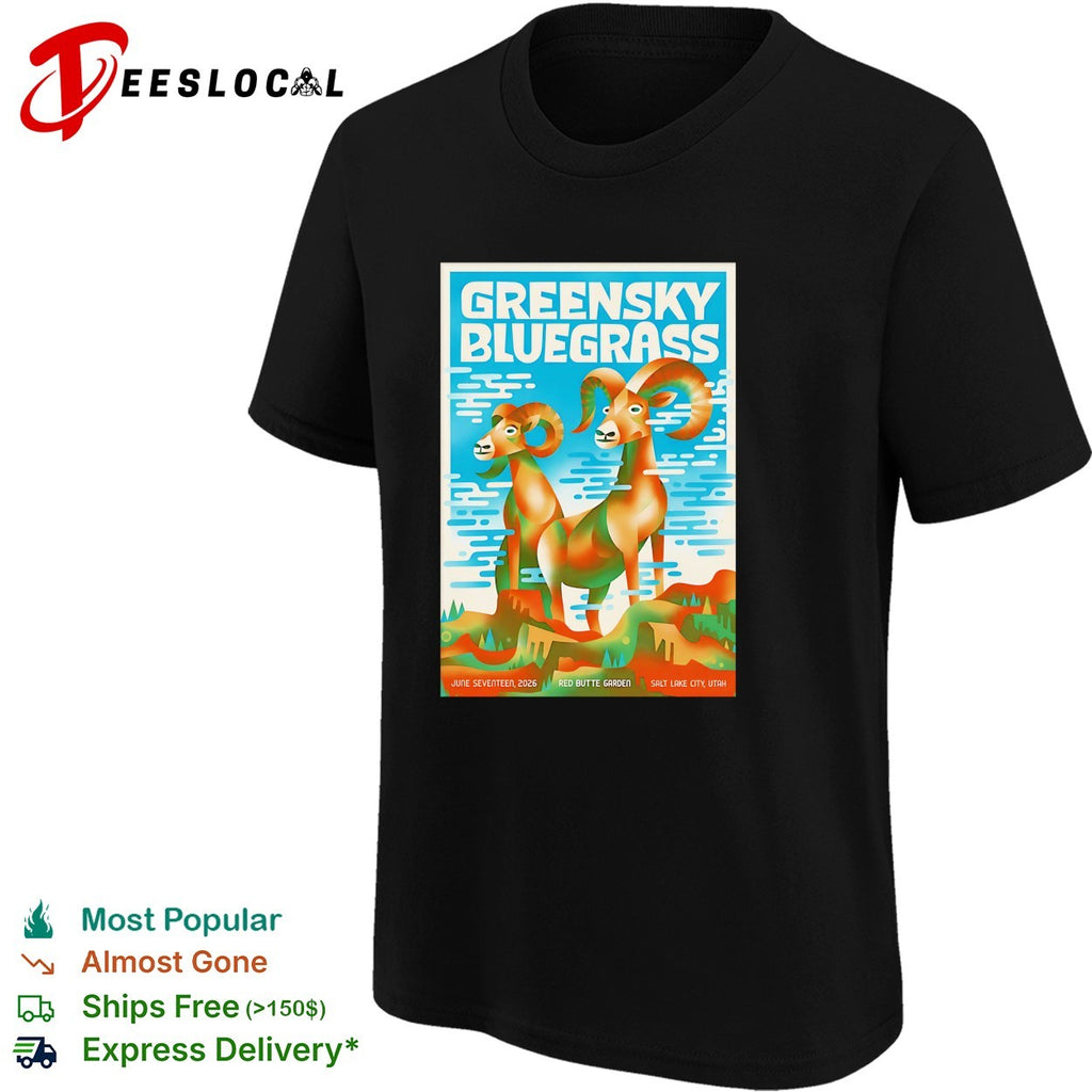 Greensky Bluegrass band concert poster bighorn rams Red Butte Garden Utah graphic shirt
