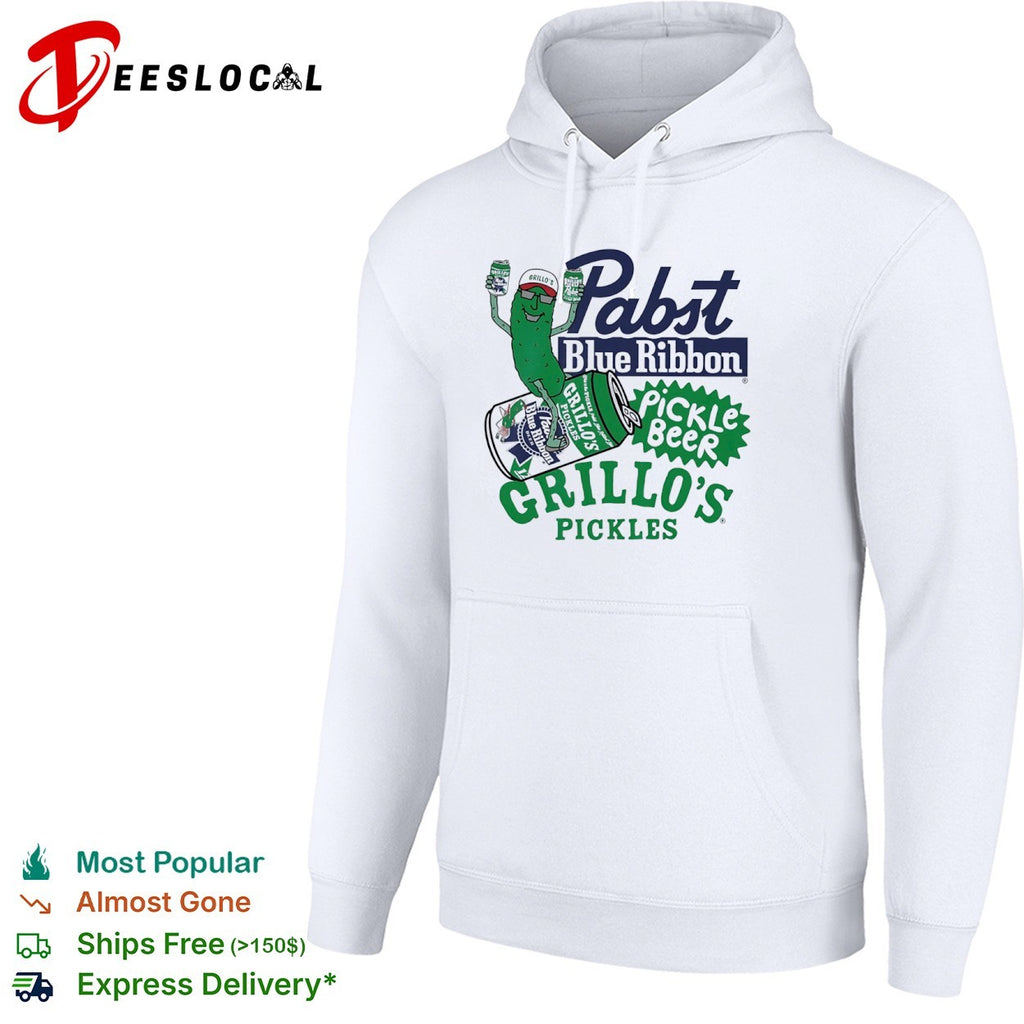 Grillos Pickles Pabst Blue Ribbon Pickle Beer logo shirt