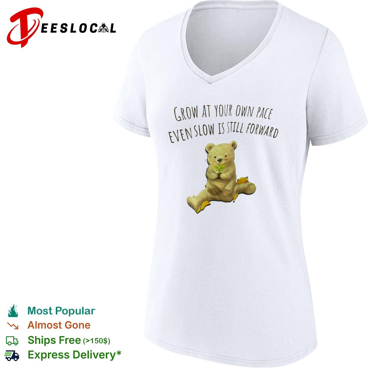 Grow at your own pace even slow is still forward bear with plant sprout shirt
