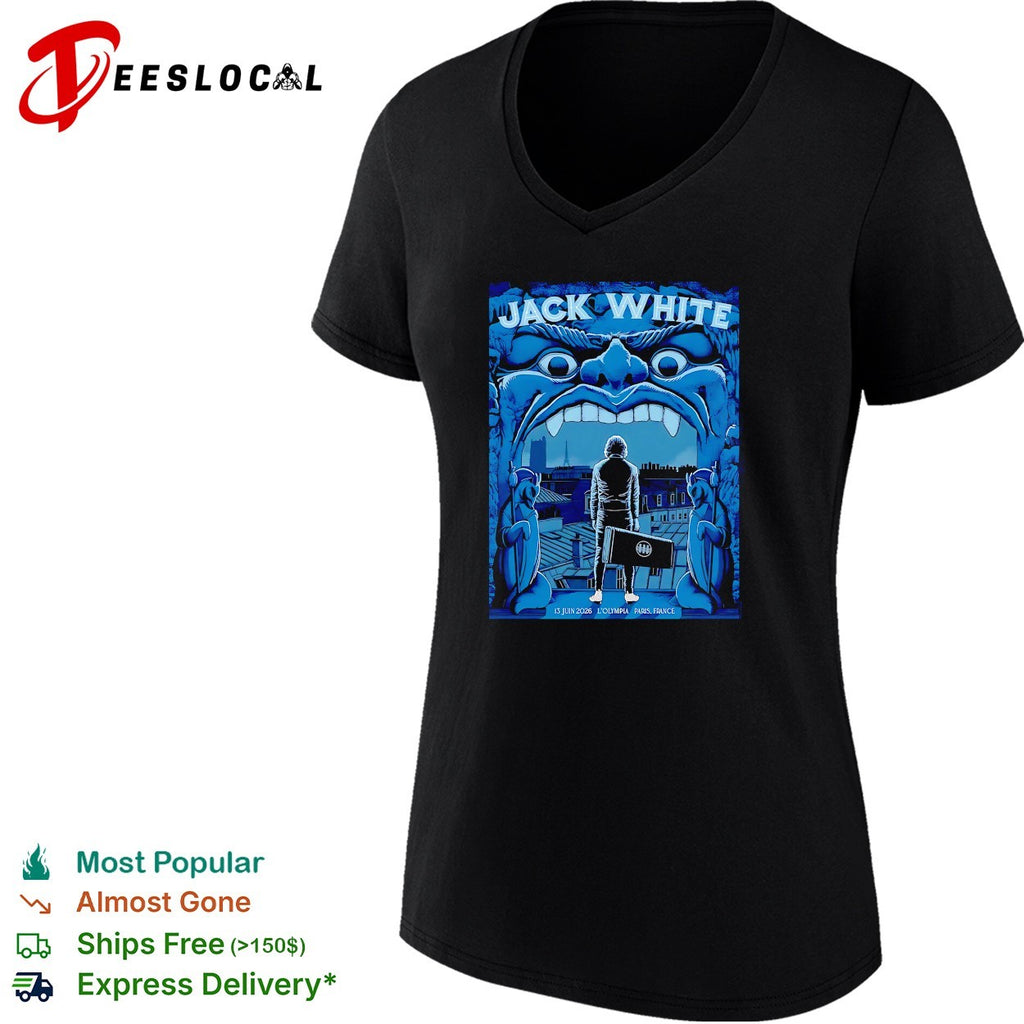 Guitar-case-carrying figure looming monster face building city concert poster art shirt