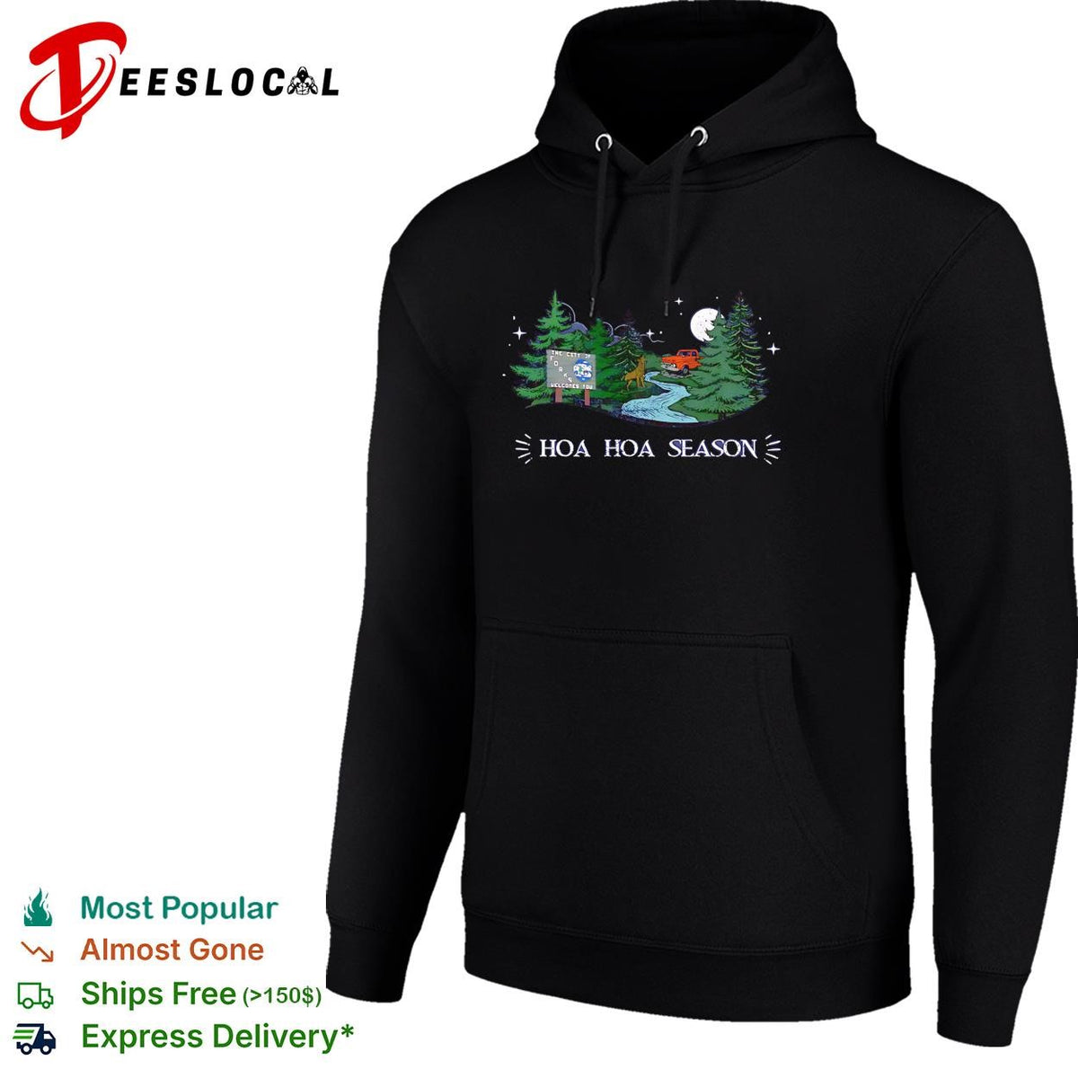 HOA season forest truck moon deer stream night scenic shirt