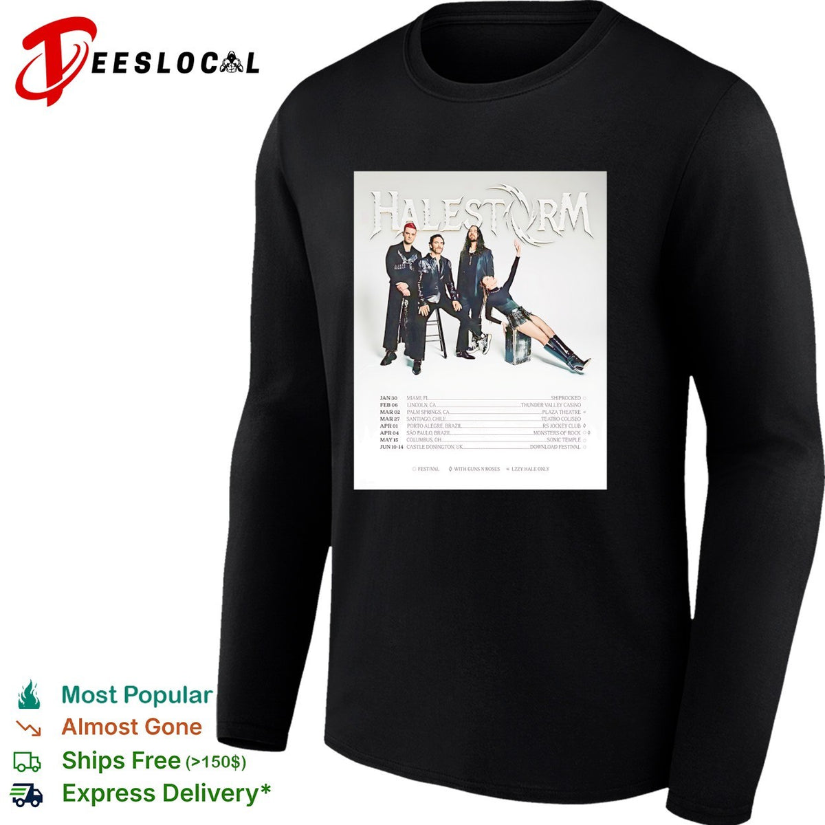 Halestorm tour dates 2025 Lzzy Hale Arejay Hale Joe Hottinger Josh Smith shirt