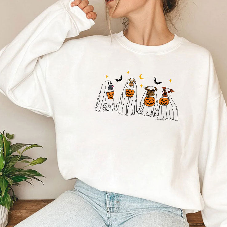 Halloween Dog Ghost Pumpkin Trick Or Treat T Shirt