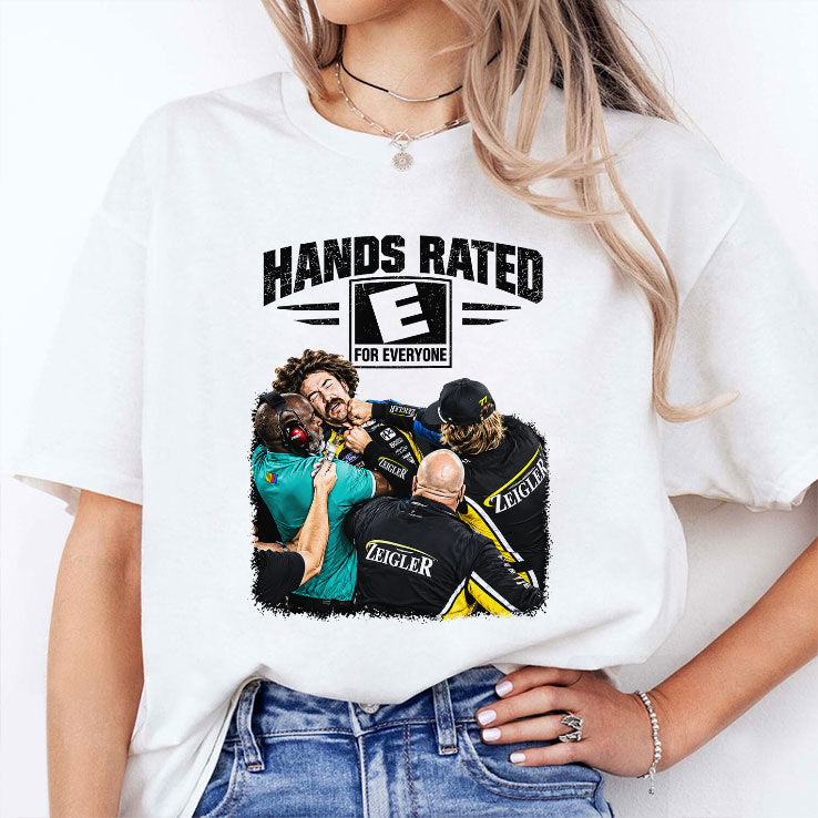 Hands Rated E For Everyone Ryan Blaney Vs Carson Hocevar Racing T Shirt