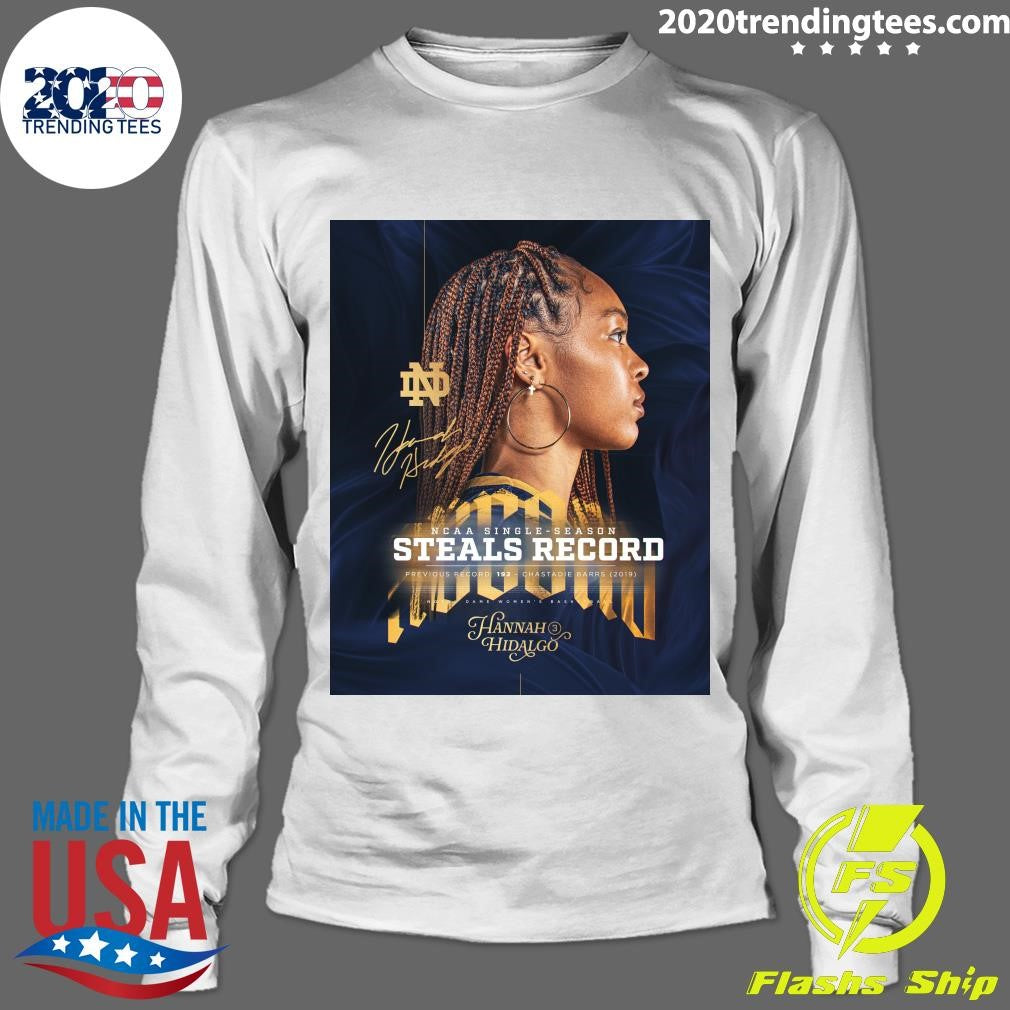 Hannah Hidalgo NCAA Single Season Steals Record Previous Record 192 Chastadie Barrs 2019 Shirt