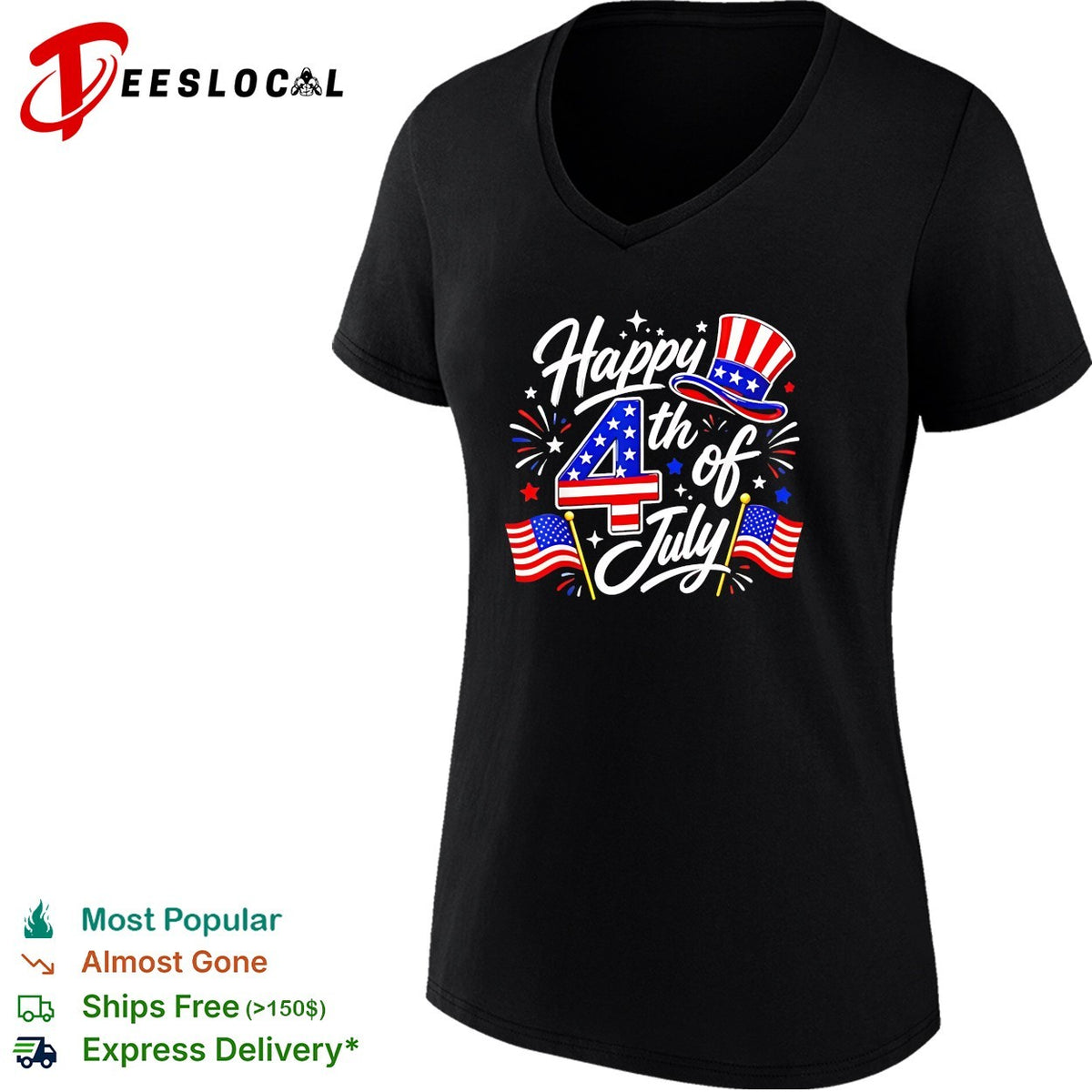 Happy 4th of July Uncle Sam Hat American Flag Fireworks Independence Day shirt