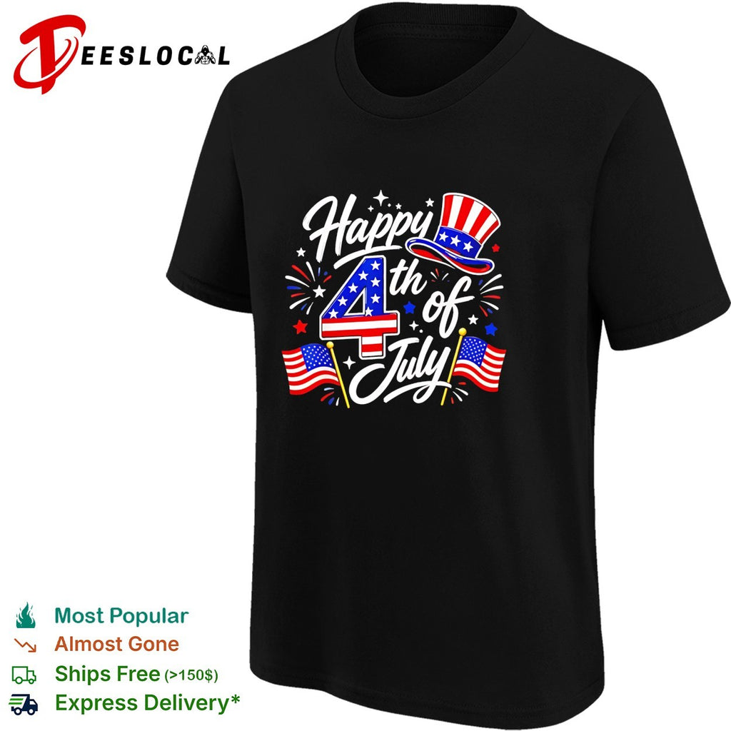 Happy 4th of July Uncle Sam Hat American Flag Fireworks Independence Day shirt