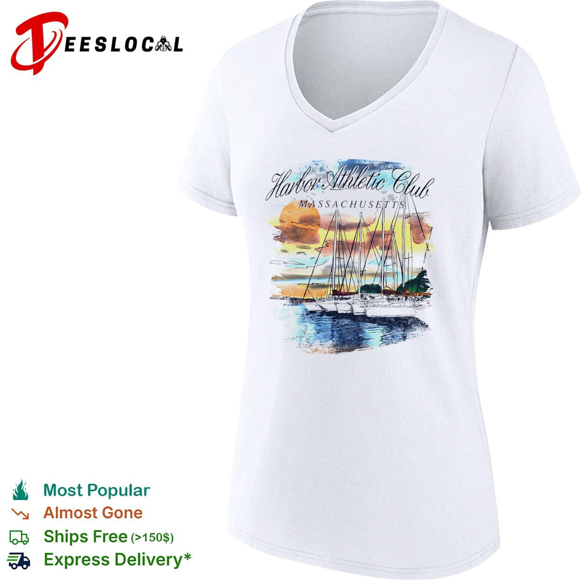 Harbor Athletic Club Massachusetts nautical sailboat sunset summer shirt