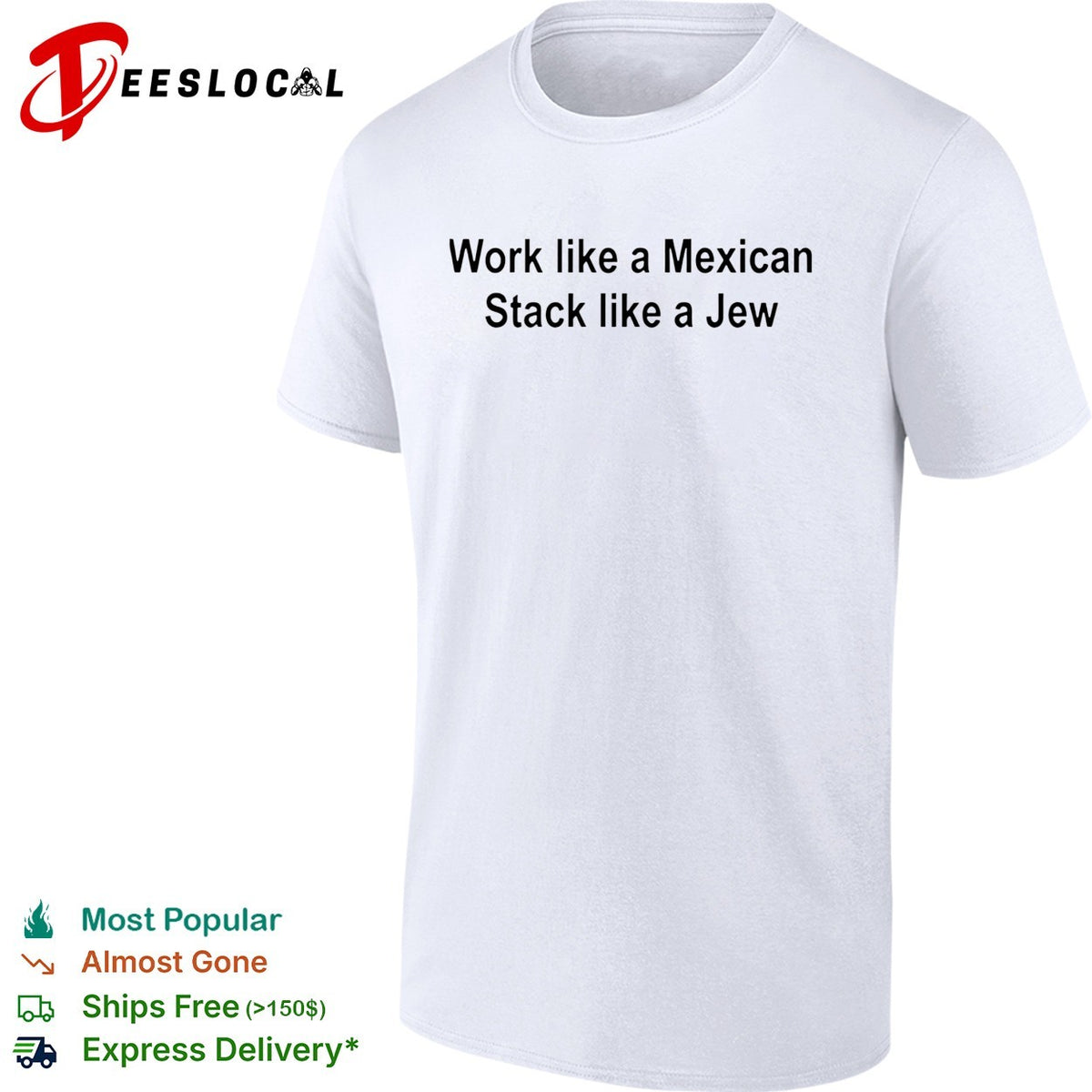 Hard work hustle bold two line humor text shirt