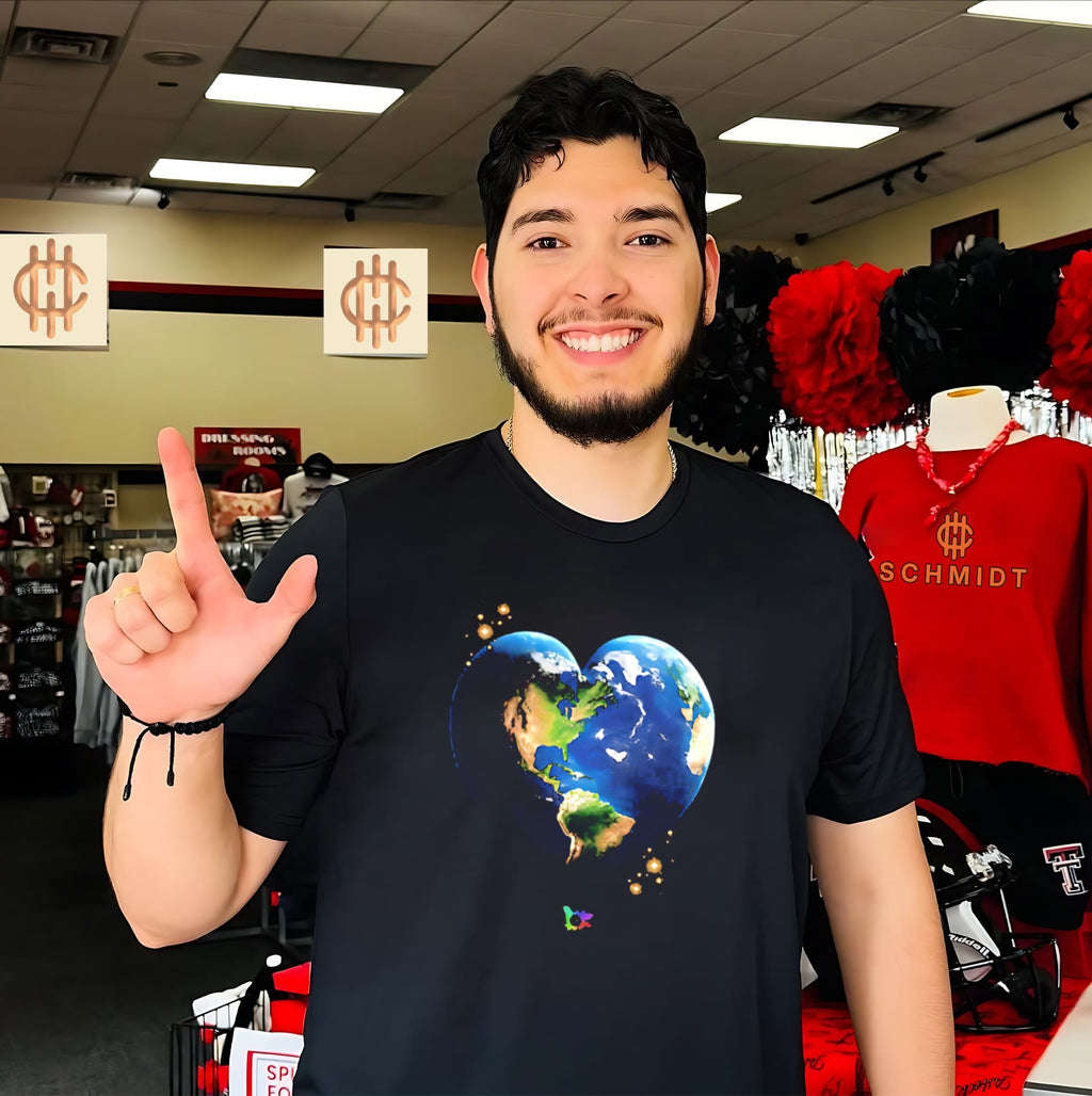 Heart-Shaped Earth with Sparkling Stars shirt
