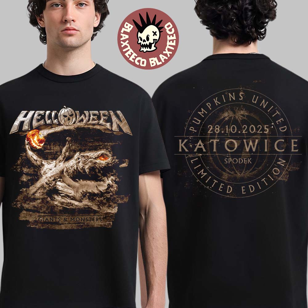 Helloween Giants And Monsters Tour 2025 Vintage Orange Pumpkin Katowice At Arena Spodek On November 28 2025 T-Shirt