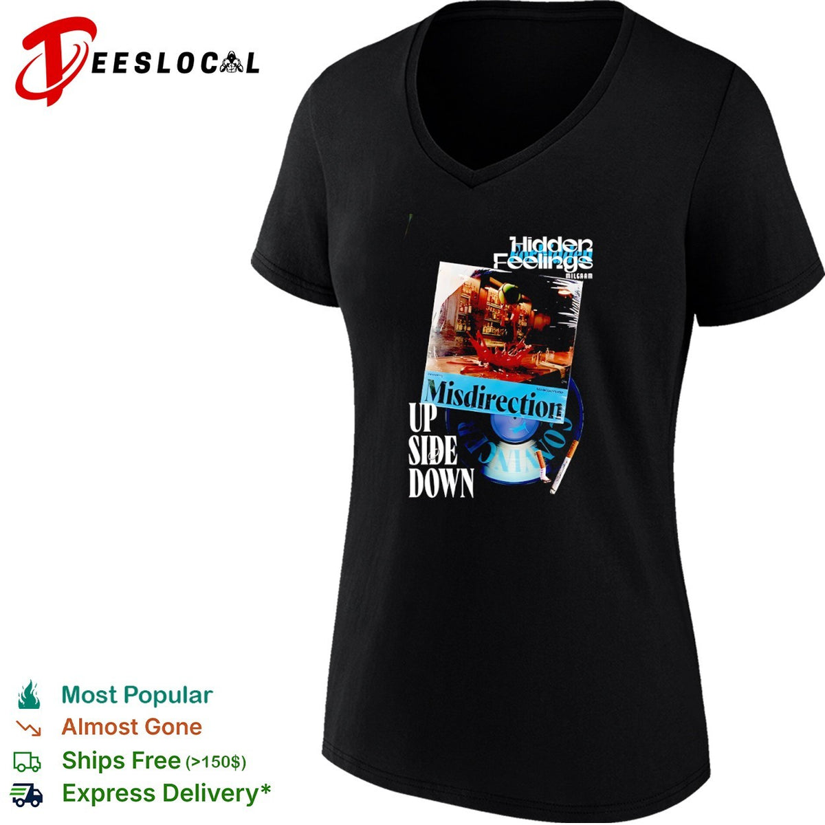 Hidden Feelings Milgaam Misdirection Maagerade Up Side Down Vinyl Record Music shirt