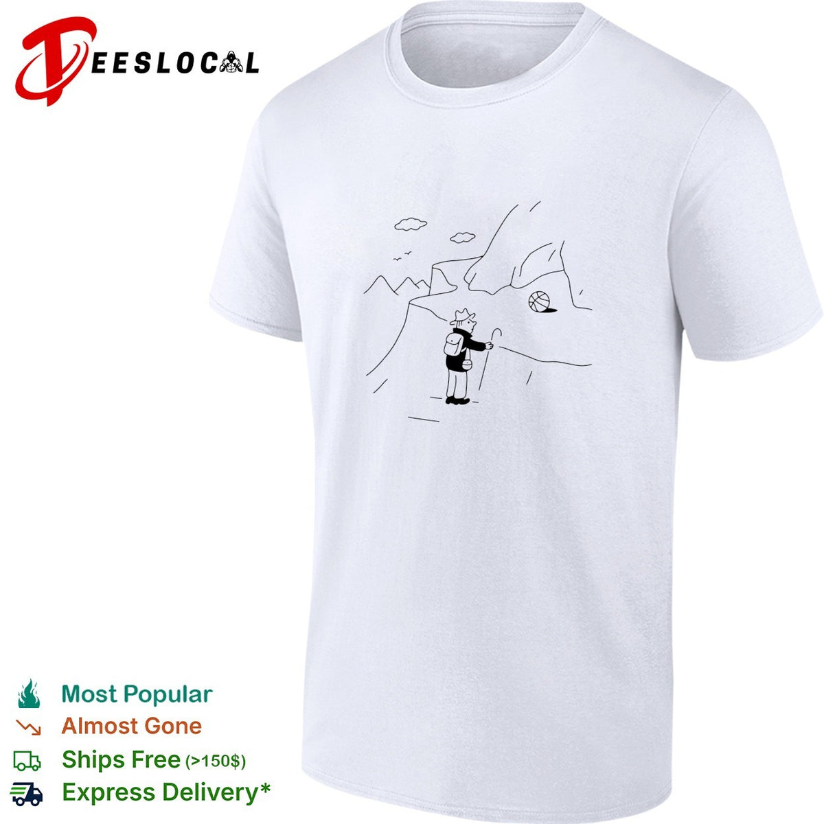Hiker finding a basketball in the mountains shirt