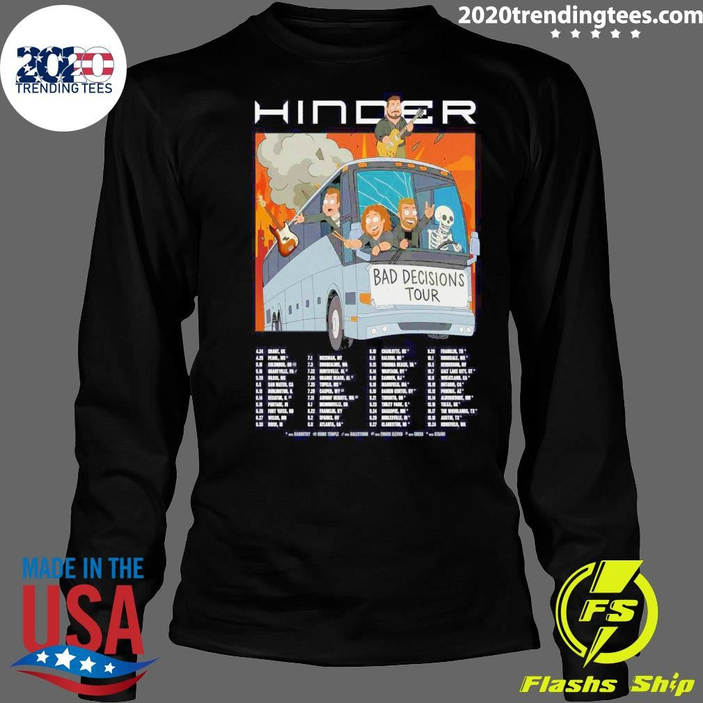 Hinder Bad Decisions Tour 2026 Bus Music Shirt