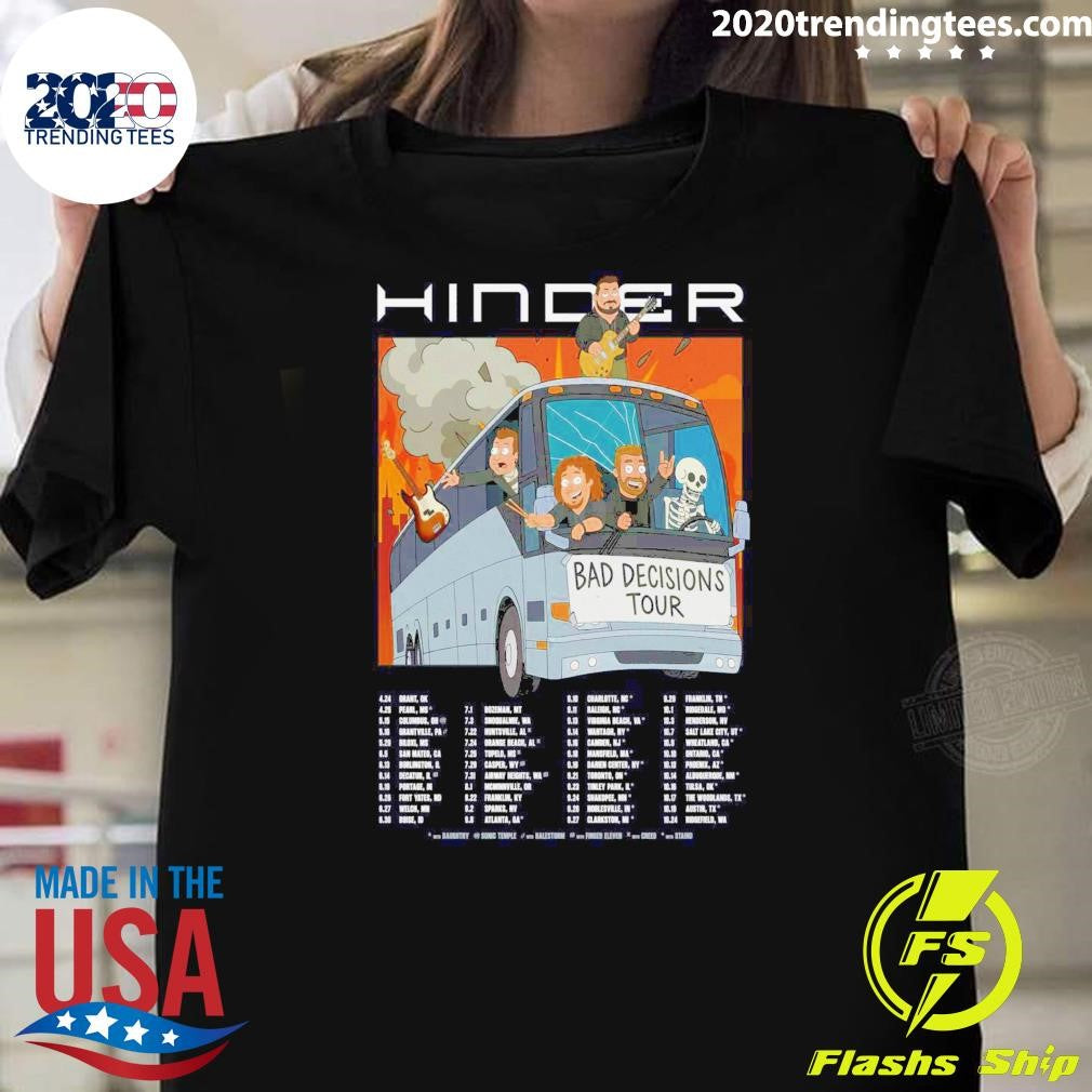 Hinder Bad Decisions Tour 2026 Bus Music Shirt
