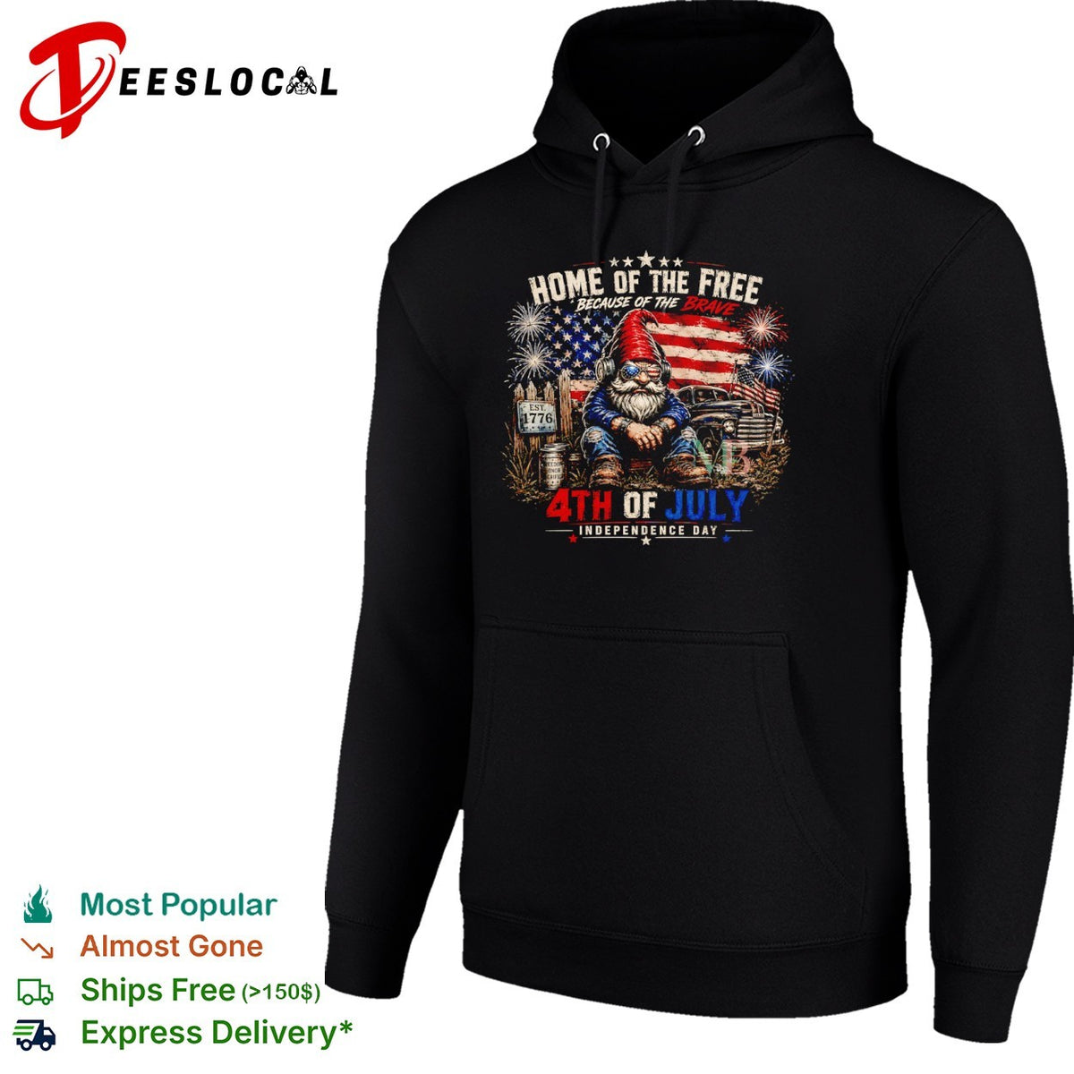 Home of the free because of the brave 1776 4th of july shirt