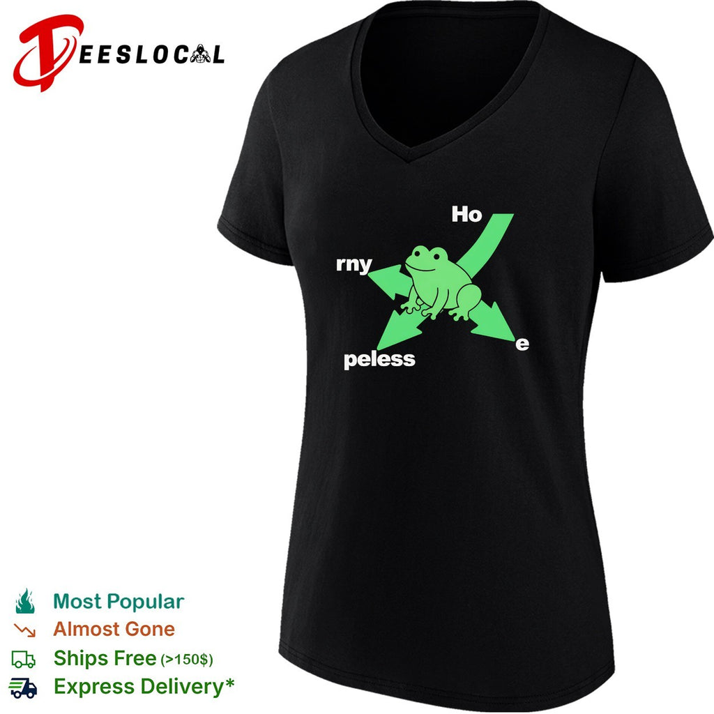 Hopeless and horny frog wordplay arrow cartoon shirt