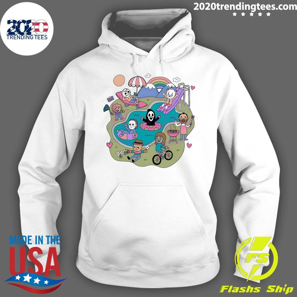 Horror Movie Characters Summer Pool Party Shirt