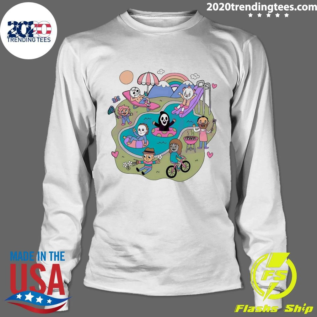 Horror Movie Characters Summer Pool Party Shirt