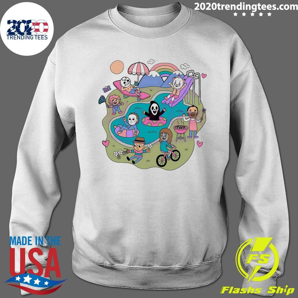 Horror Movie Characters Summer Pool Party Shirt