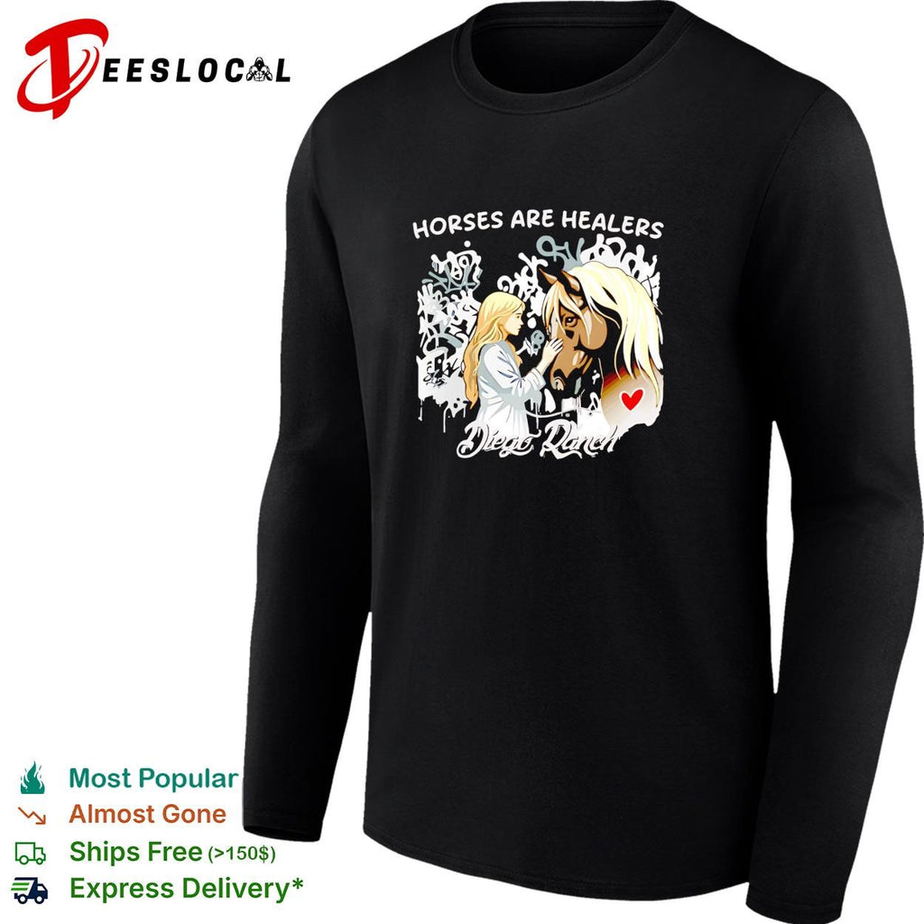 Horses are healers Diego Ranch cowgirl with horse dark graphic shirt