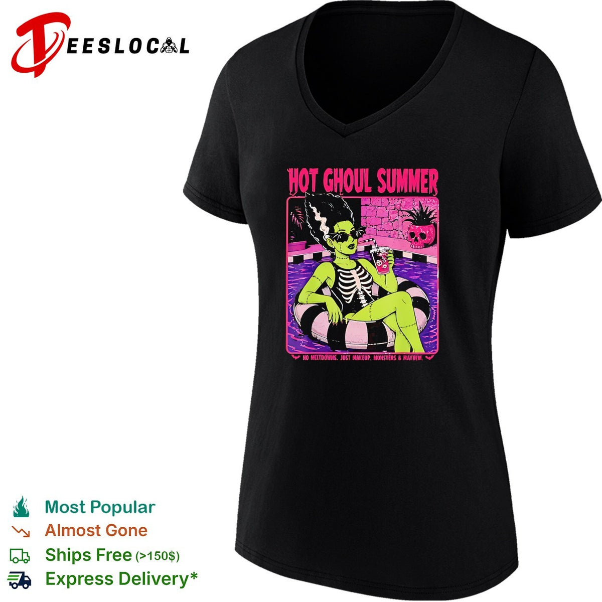 Ghoul Summer Bride of Frankenstein Skeleton Pool Party no meltdowns shirt