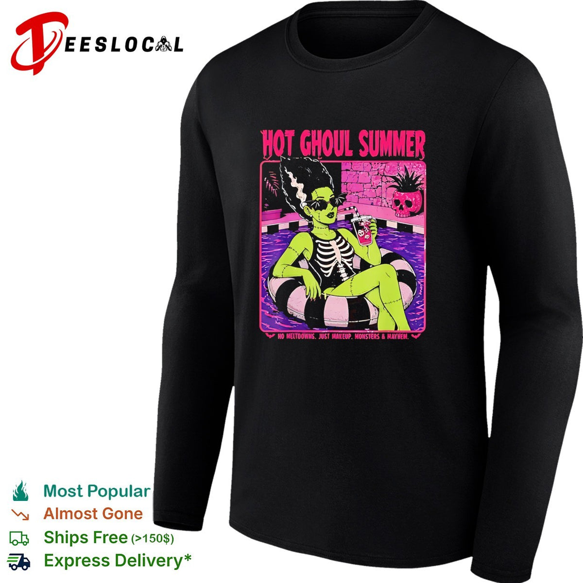 Ghoul Summer Bride of Frankenstein Skeleton Pool Party no meltdowns shirt