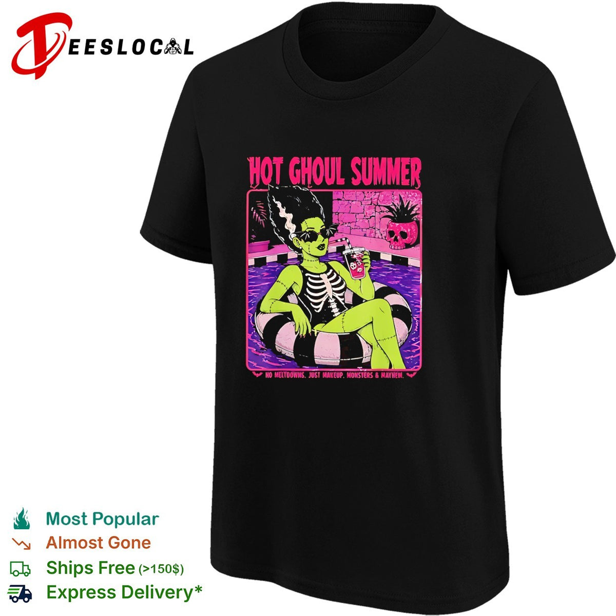 Ghoul Summer Bride of Frankenstein Skeleton Pool Party no meltdowns shirt
