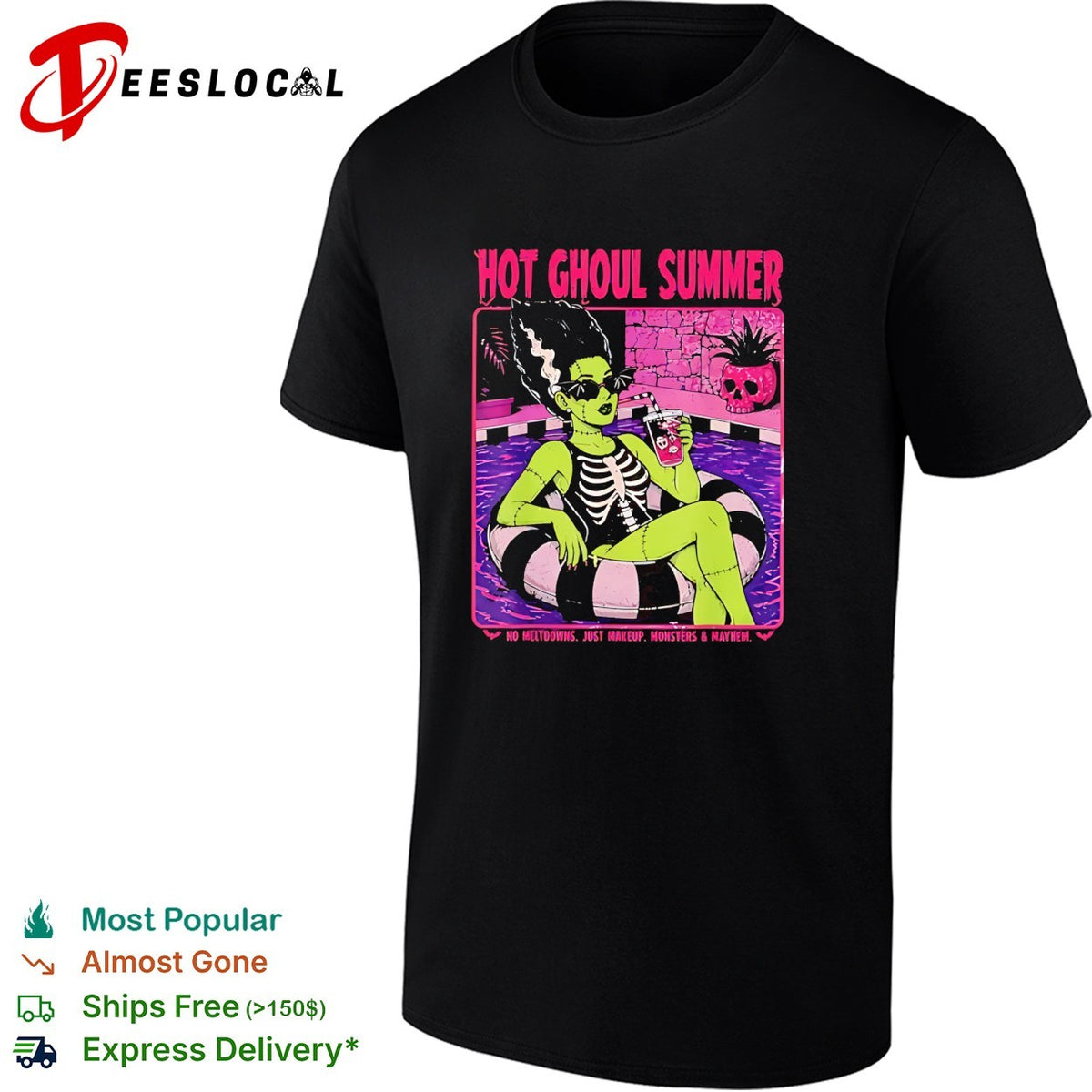 Ghoul Summer Bride of Frankenstein Skeleton Pool Party no meltdowns shirt