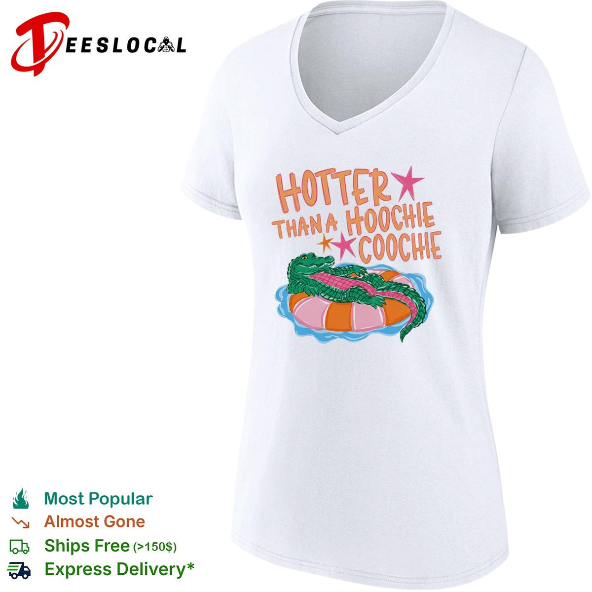 Hotter than a hoochie coochie alligator floating on a pool float summer shirt