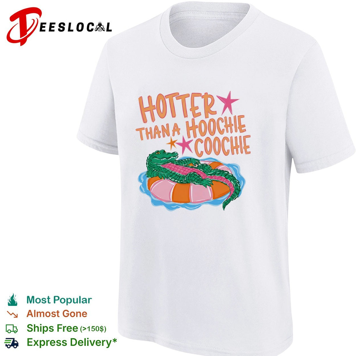 Hotter than a hoochie coochie alligator floating on a pool float summer shirt