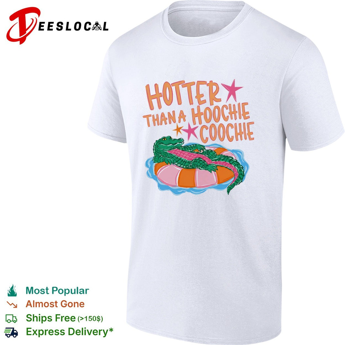 Hotter than a hoochie coochie alligator floating on a pool float summer shirt