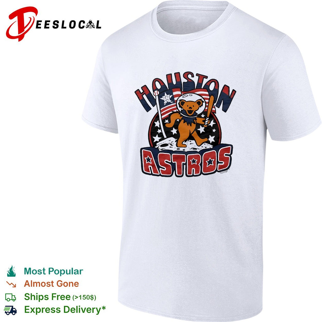 Houston Astros MLB x Grateful Dead bear steping on moon Americana shirt