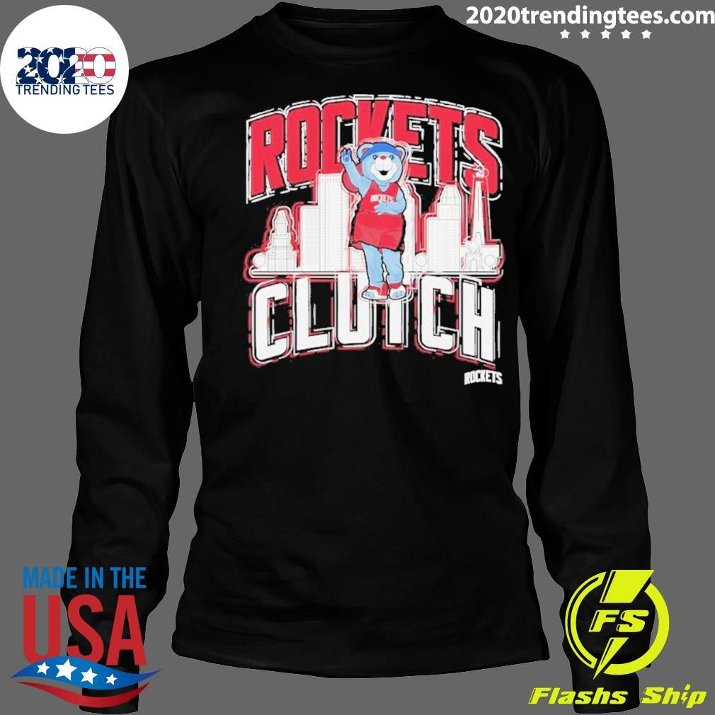 Houston Rockets Stadium Clutch Mascot City Skyline Shirt